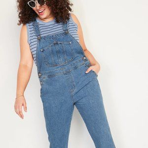 Old Navy Slouchy Straight Medium-Wash Workwear Jean Overalls for Women size 10